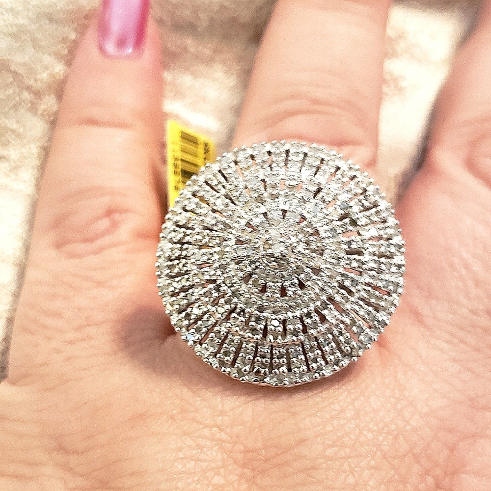 Size 10, Diamond Ring, 1 carat total, 925 Silver, NWT